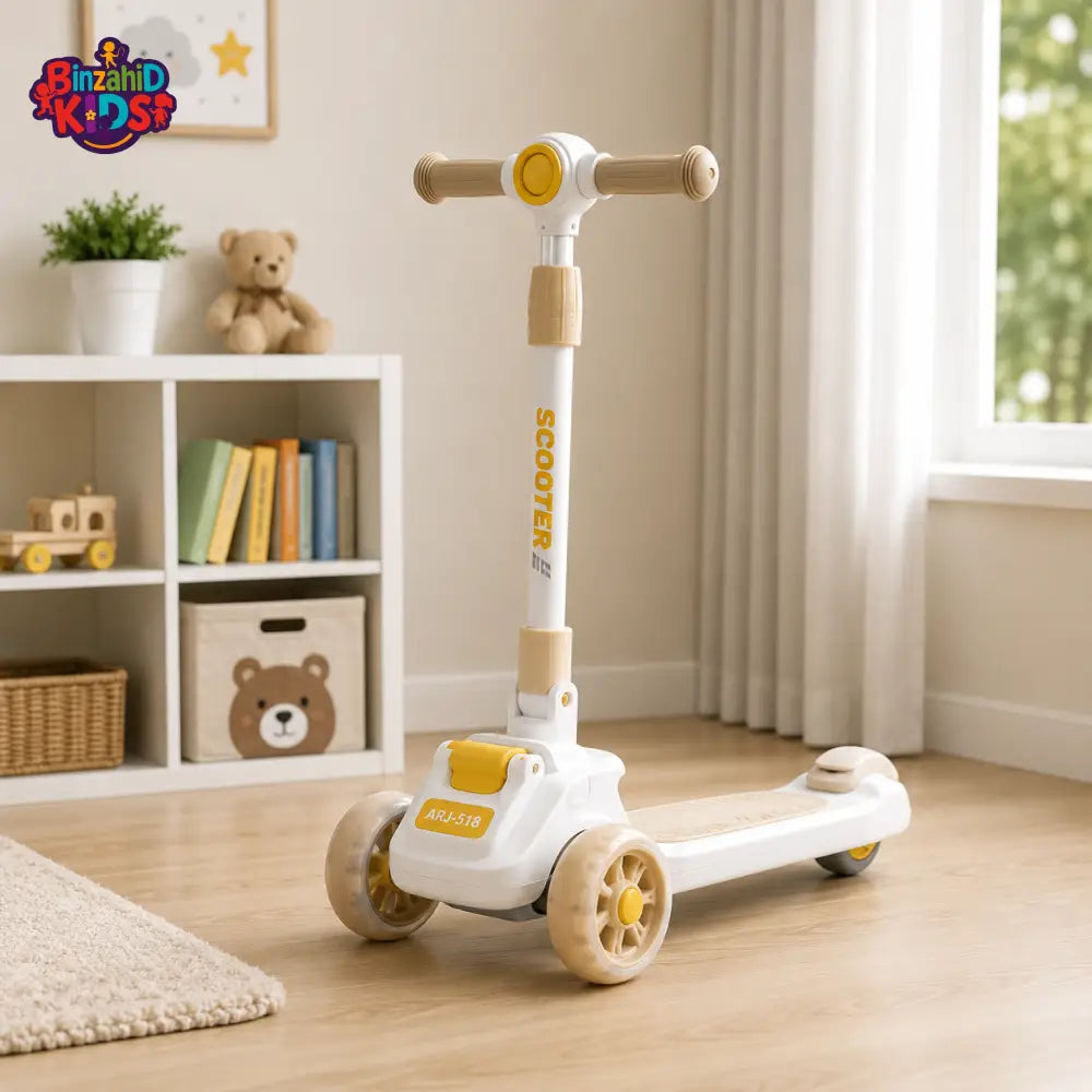 KIDS 3-WHEEL SCOOTER WITH FLASHING WHEELS - WHITE