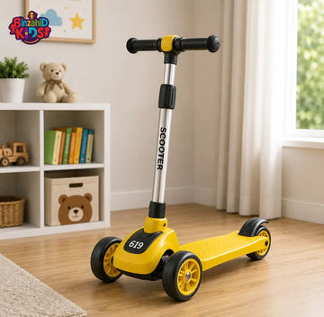 KIDS ELECTRIC STYLE FOLDABLE SCOOTER WITH LED WHEELS - YELLOW