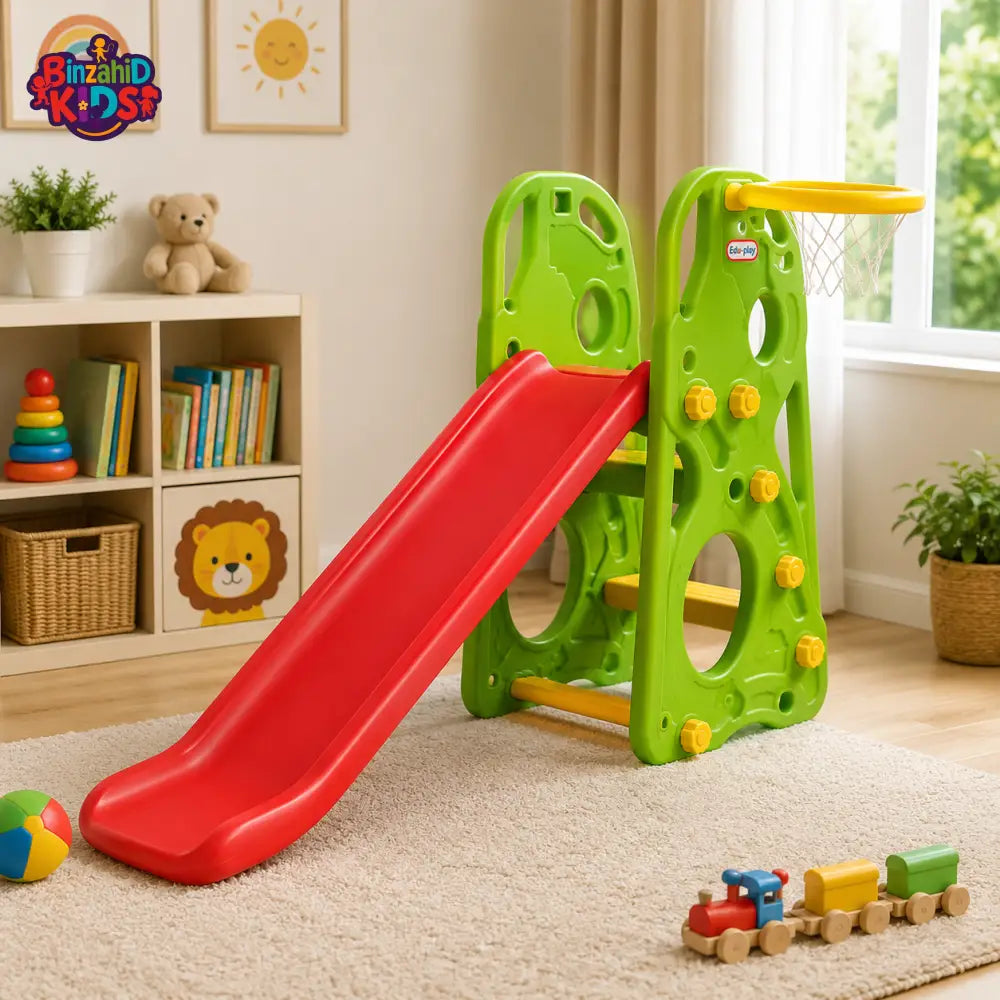 KIDS FREESTANDING SLIDE WITH BASKETBALL HOOP
