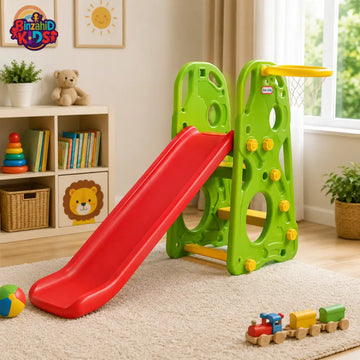KIDS FREESTANDING SLIDE WITH BASKETBALL HOOP