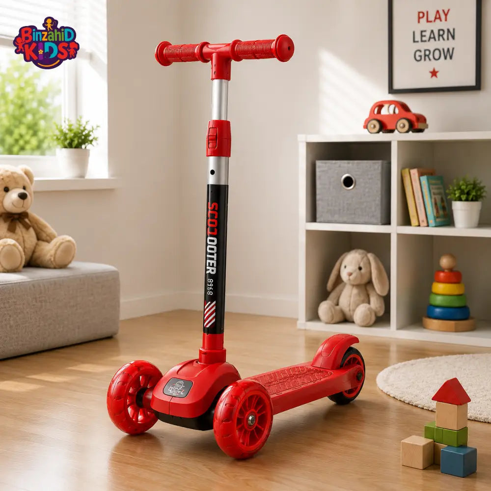 KIDS MINI 3-WHEEL FOLDABLE SCOOTER - RED