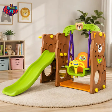 KIDS MULTIFUNCTIONAL BEAR SLIDE AND SWING PLAYSET