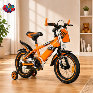 KIDS TRAINING BICYCLE WITH SUPPORT WHEELS - ORANGE