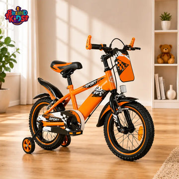 KIDS TRAINING BICYCLE WITH SUPPORT WHEELS - ORANGE