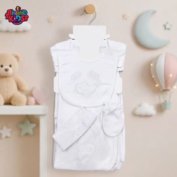 KIDZO 8 PCS NEWBORN BABY GIFT SET – AIRPLANE EMBROIDERED DESIGN (WHITE)