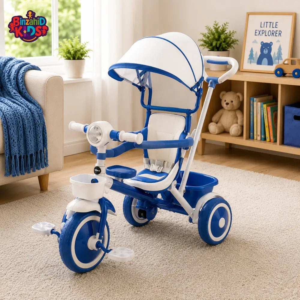 LUXURY BABY STROLLER TRICYCLE WITH CANOPY - BLUE