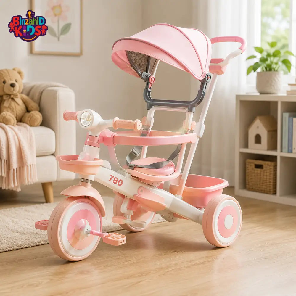 LUXURY BABY STROLLER TRICYCLE WITH CANOPY - PINK
