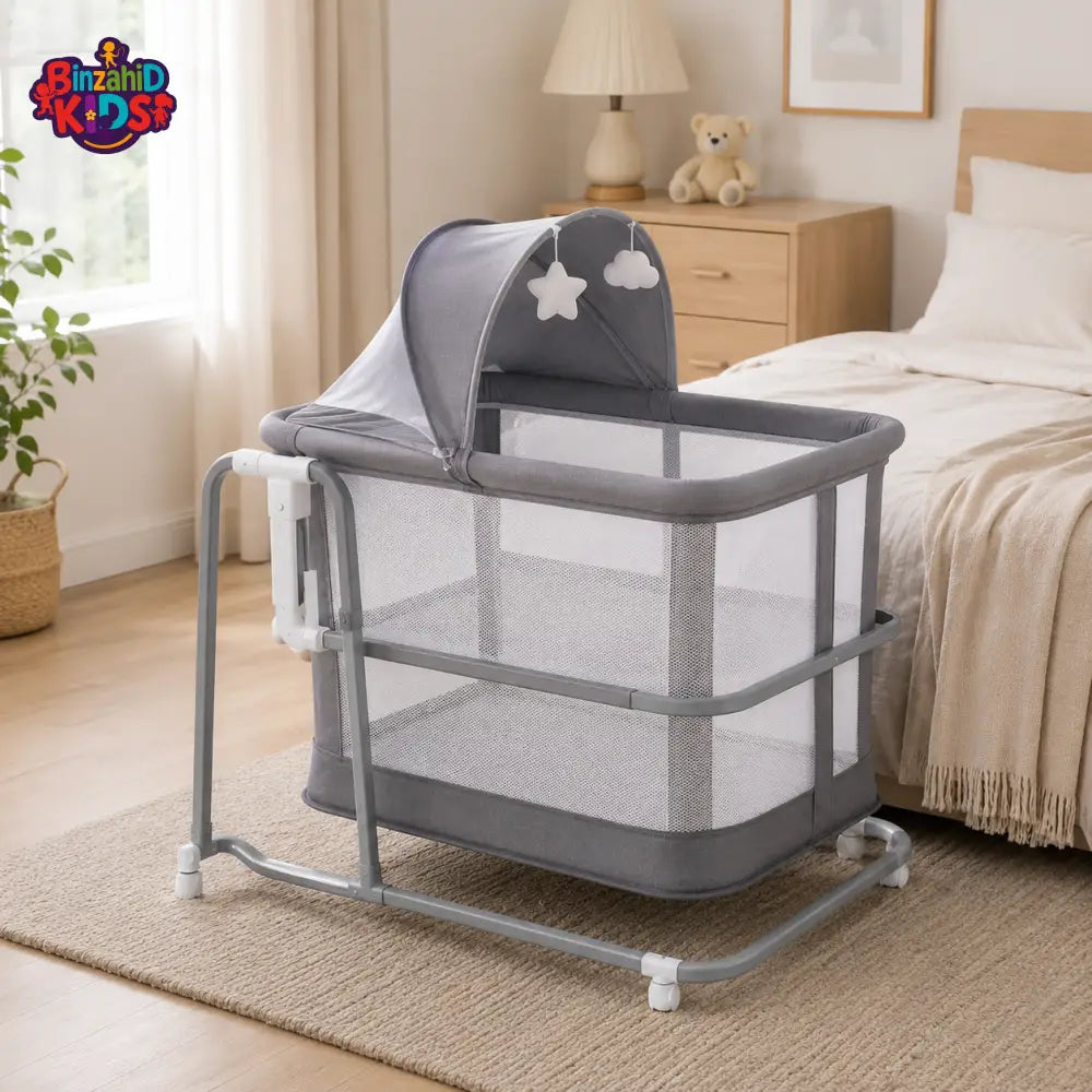 MASTELA 3-IN-1 BEDSIDE BABY BASSINET - GREY