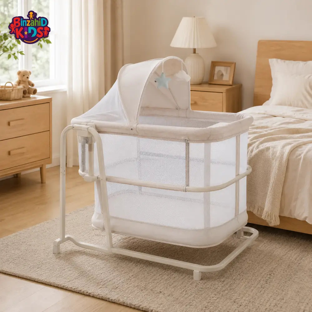 MASTELA 3-IN-1 BEDSIDE BABY BASSINET - WHITE