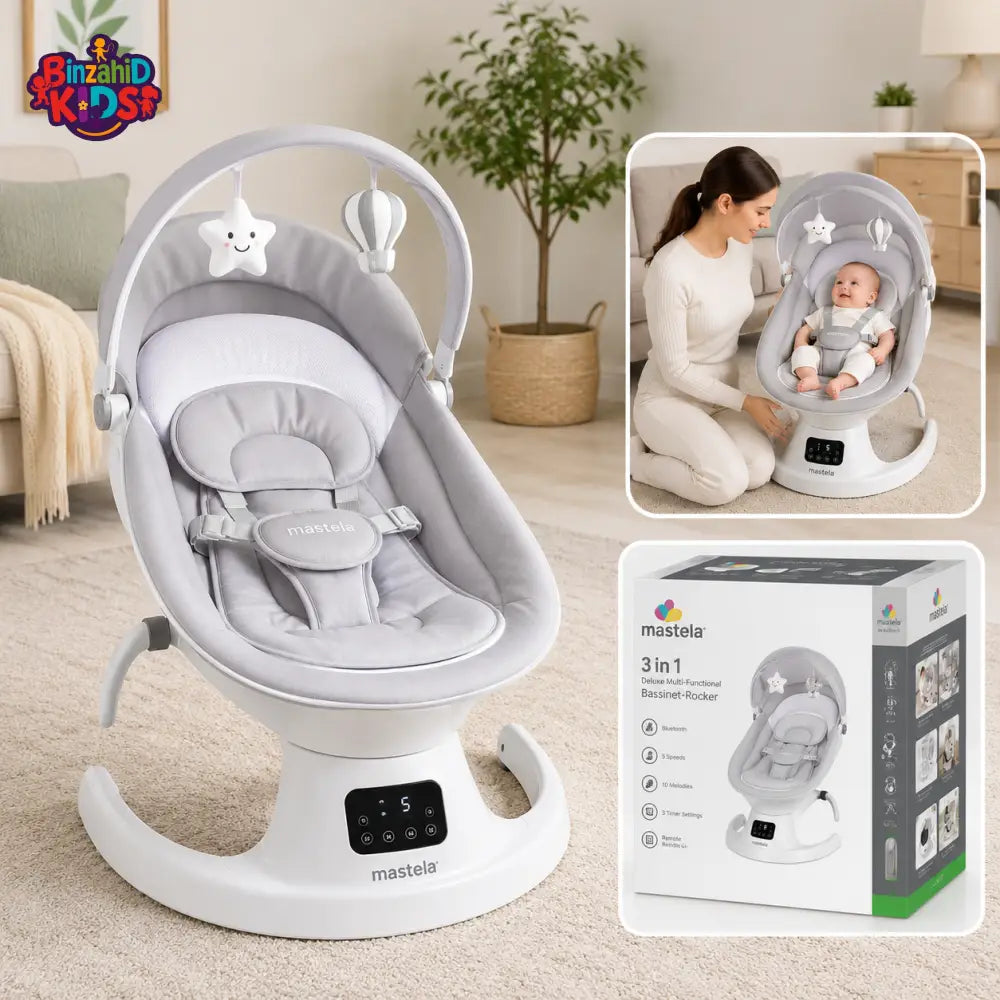 MASTELA 3-IN-1 ELECTRIC BABY BASSINET ROCKER - GREY