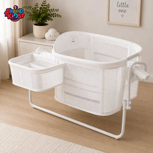 MASTELA 4 IN 1 BABY BEDSIDE SLEEPER WITH STORAGE BASKET - WHITE