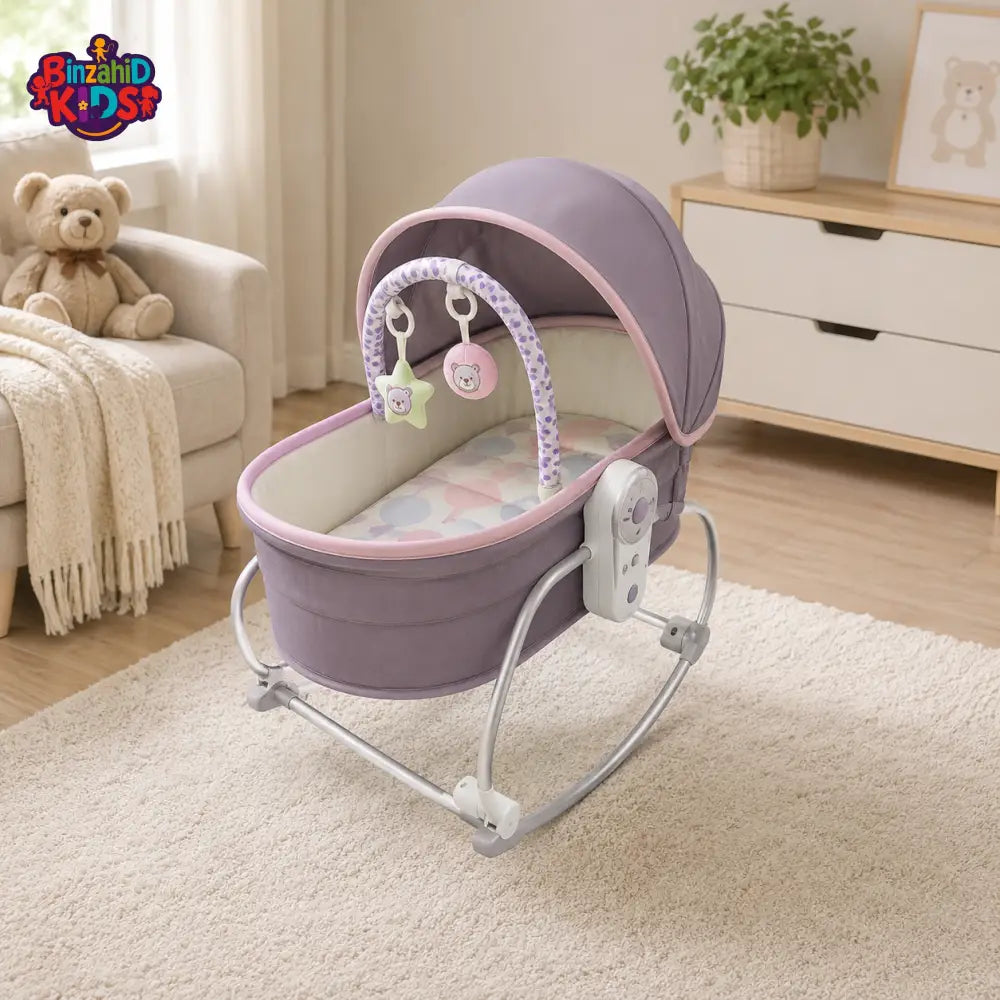MASTELA 5 IN 1 LUXURY BABY BASSINET & ROCKING CRADLE - PURPLE