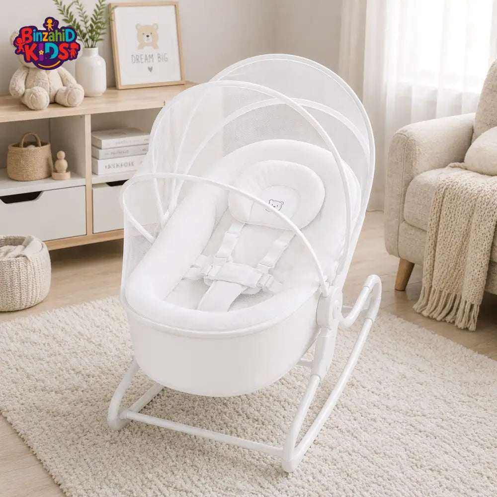 MASTELA BABY ROCKER WITH MOSQUITO NET - WHITE