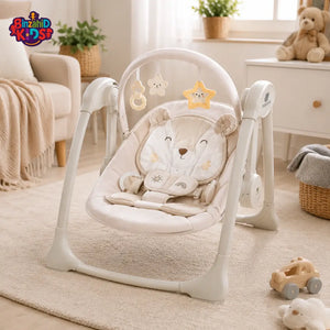 MASTELA BABY SOOTHING SWING WITH PLUSH BEAR SEAT - WHITE