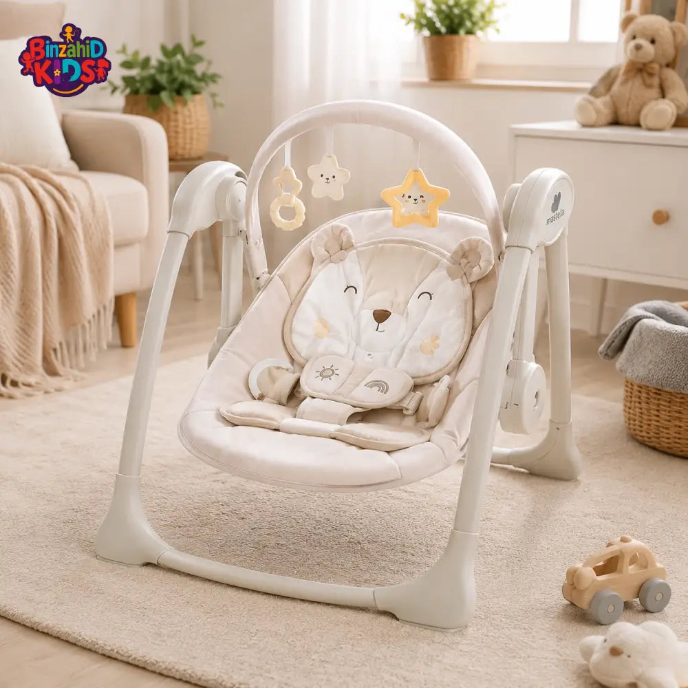 MASTELA BABY SOOTHING SWING WITH PLUSH BEAR SEAT - WHITE