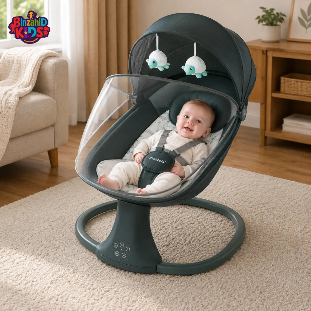 MASTELA ELECTRIC BABY ROCKER WITH MOSQUITO NET - GREEN