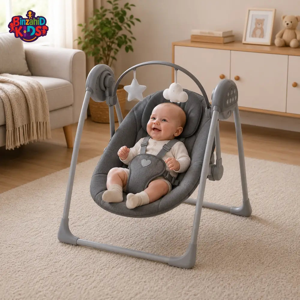 MASTELA ELECTRIC BABY SWING WITH SOOTHING MOTION - GREY