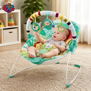 MASTELA SOOTHING VIBRATION BABY BOUNCER WITH TOY BAR & MUSICAL SEAT - GREEN