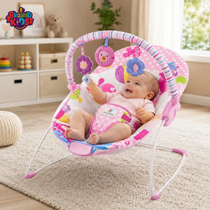 MASTELA SOOTHING VIBRATION BABY BOUNCER WITH TOY BAR & MUSICAL SEAT - PINK