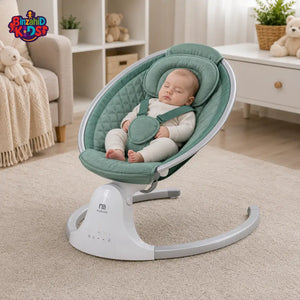 MOTHERCARE ELECTRIC BABY ROCKER WITH PROTECTIVE CANOPY - GREEN