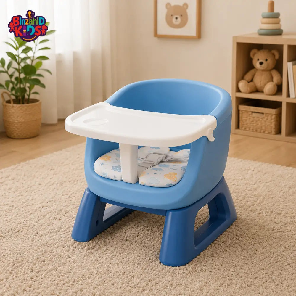 MULTIFUNCTIONAL BABY FEEDING CHAIR WITH TRAY FOR TODDLERS - BLUE