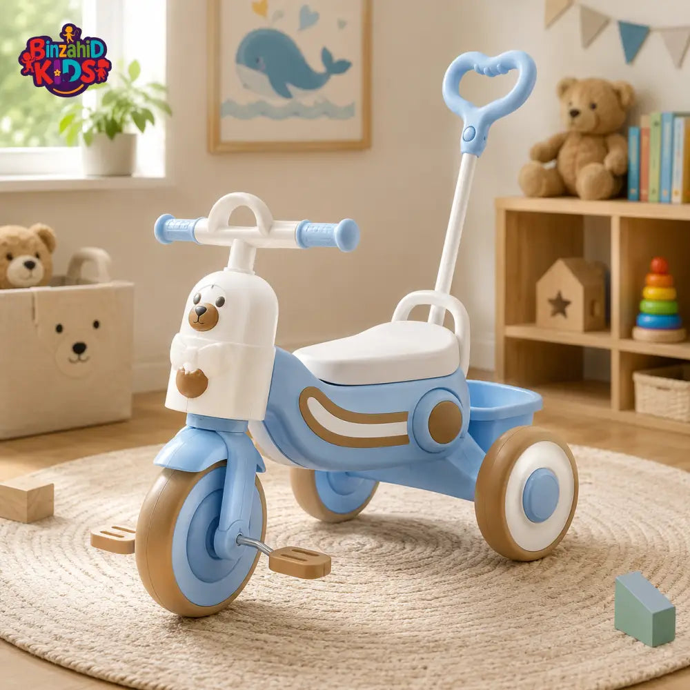 MULTIFUNCTIONAL KIDS TRICYCLE WITH PUSH HANDLE - BLUE