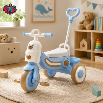 MULTIFUNCTIONAL KIDS TRICYCLE WITH PUSH HANDLE - BLUE