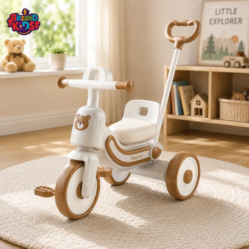 MULTIFUNCTIONAL KIDS TRICYCLE WITH PUSH HANDLE - GREY