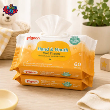PIGEON HAND & MOUTH WET TISSUES 60S 2IN1 REFILL