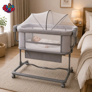 PORTABLE BABY BEDSIDE CRIB - GREY