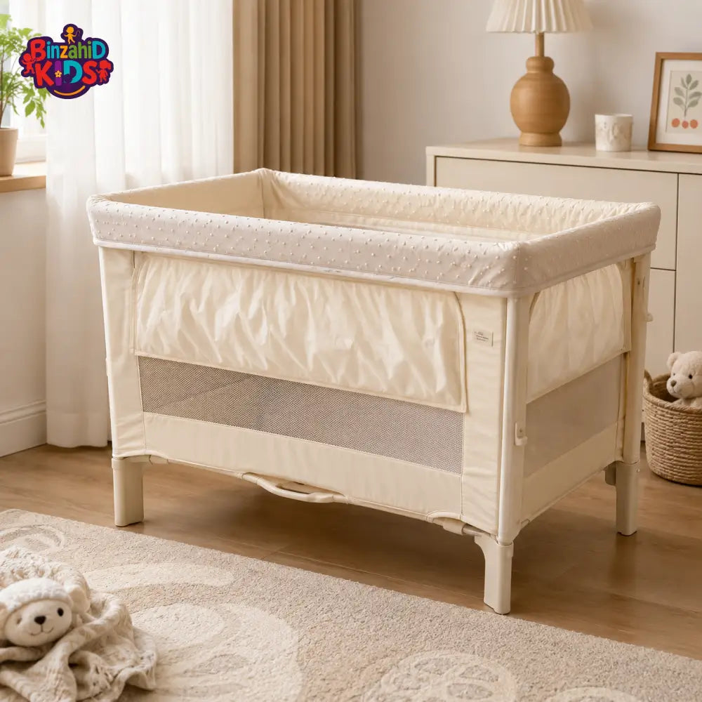 PORTABLE BABY BEDSIDE SLEEPER COT - BEIGE