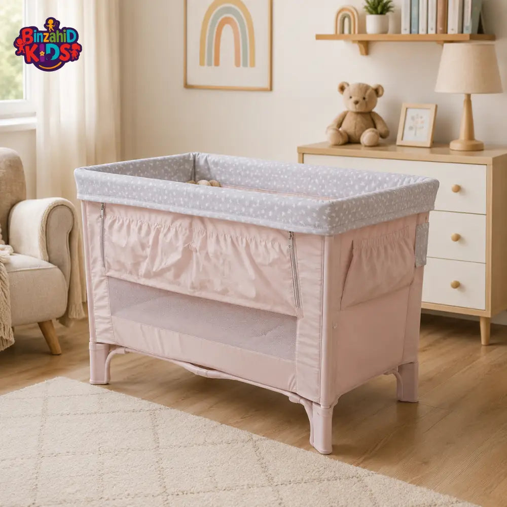PORTABLE BABY BEDSIDE SLEEPER COT - PINK