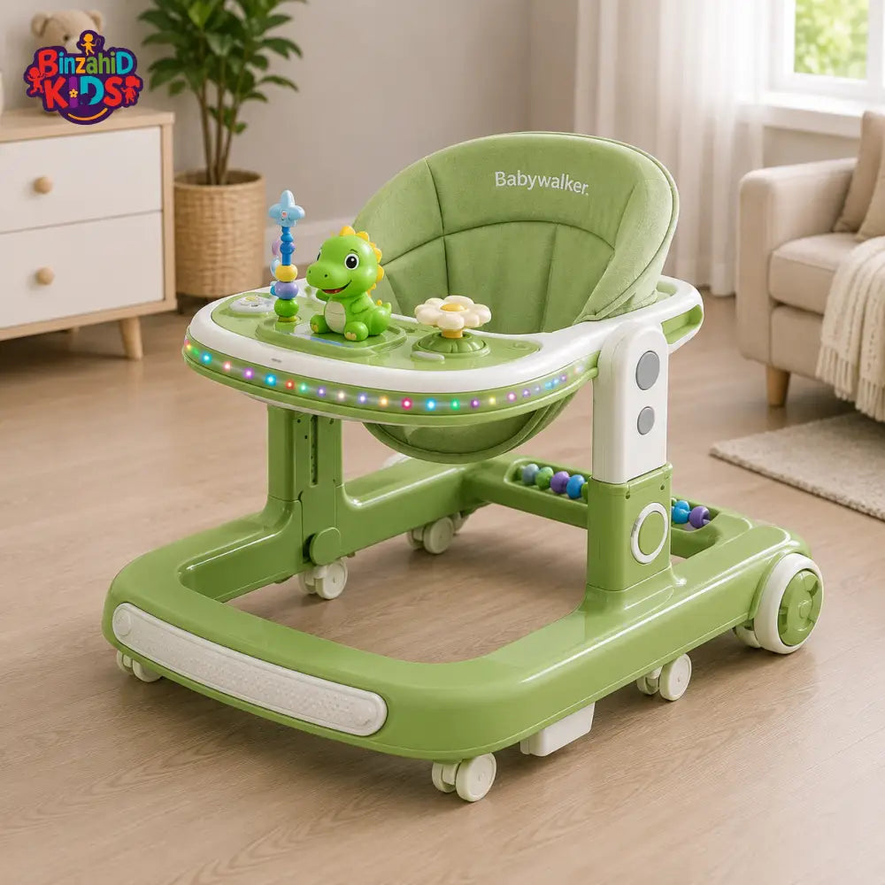 PREMIUM BABY WALKER WITH ACTIVITY TRAY - GREEN