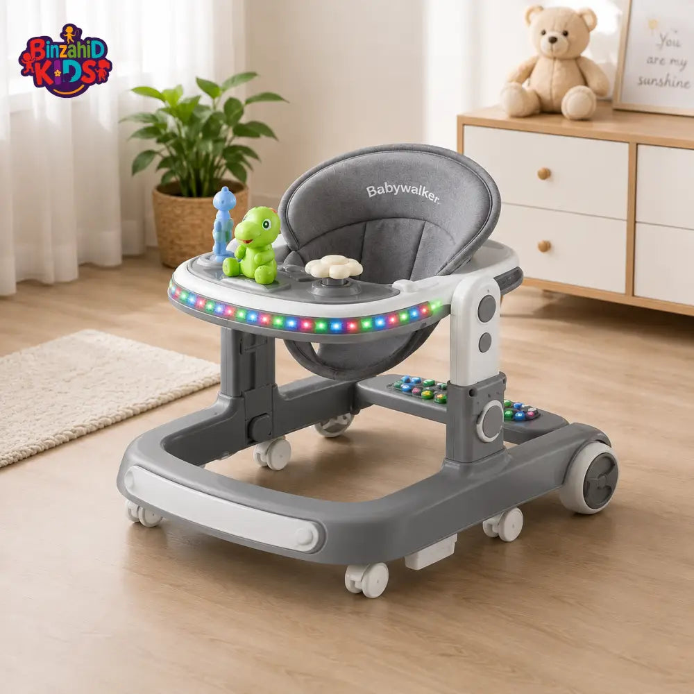 PREMIUM BABY WALKER WITH ACTIVITY TRAY - GREY