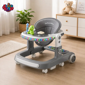 PREMIUM BABY WALKER WITH ACTIVITY TRAY - GREY