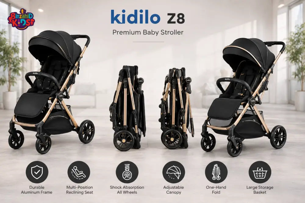 PREMIUM FOLDABLE BABY STROLLER - BLACK