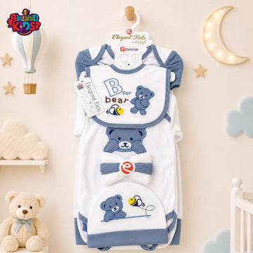 PREMIUM NEWBORN BABY STARTER GIFT SET – B FOR BEAR DESIGN (BABY BLUE & WHITE)