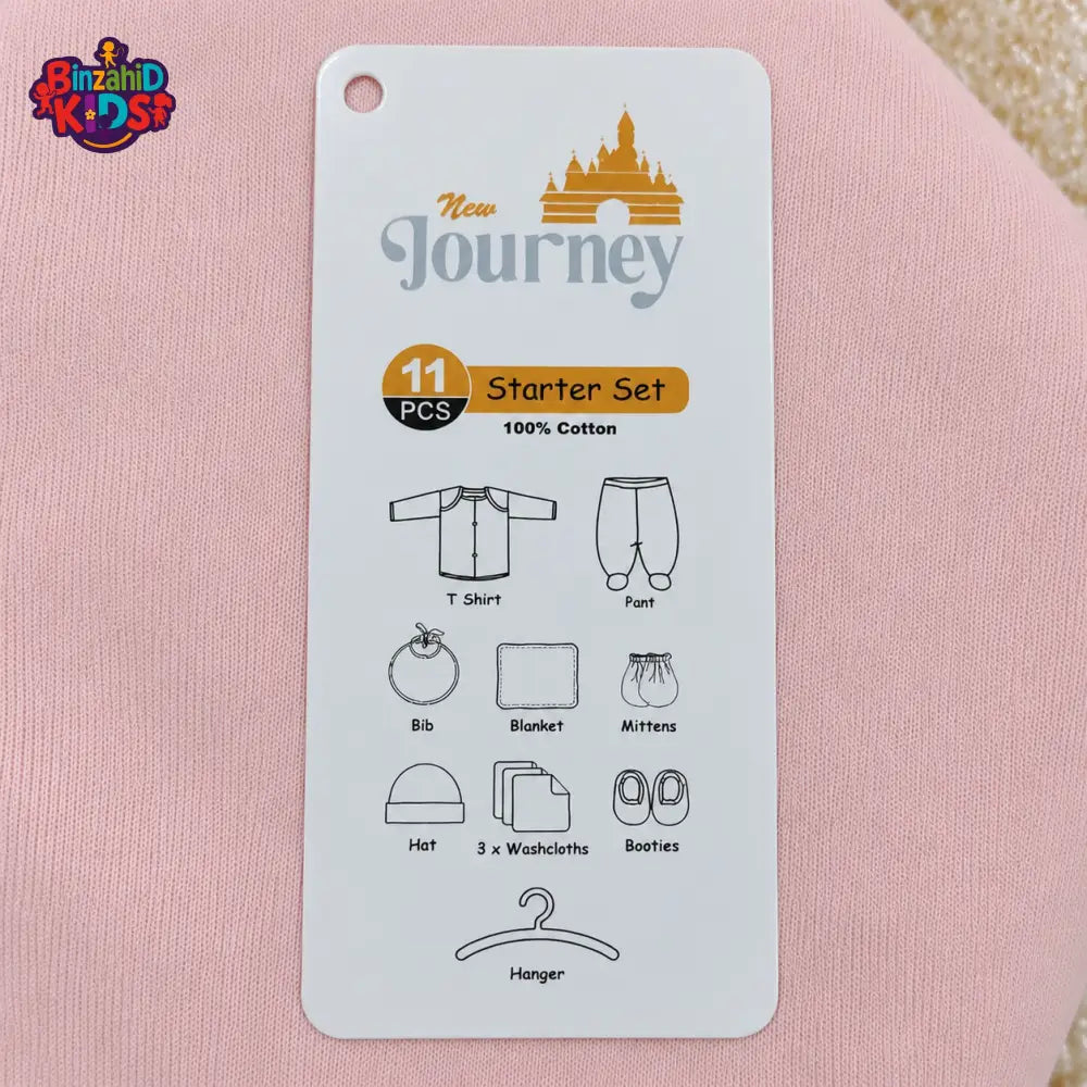 PREMIUM NEWBORN BABY STARTER GIFT SET – CUTE ELEPHANT DESIGN (PINK & WHITE)