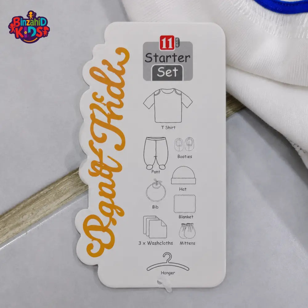 PREMIUM NEWBORN BABY STARTER GIFT SET – CUTE TEDDY BEAR DESIGN (WHITE & GREY)