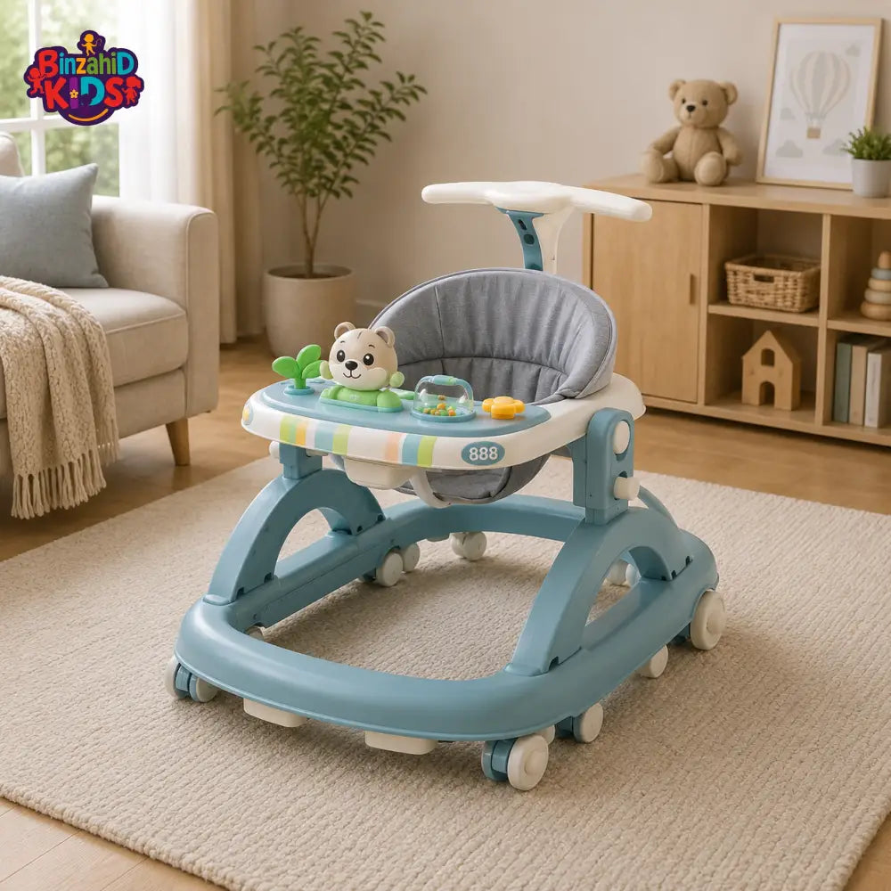 PREMIUM PUSH HANDLE BABY WALKER - BLUE