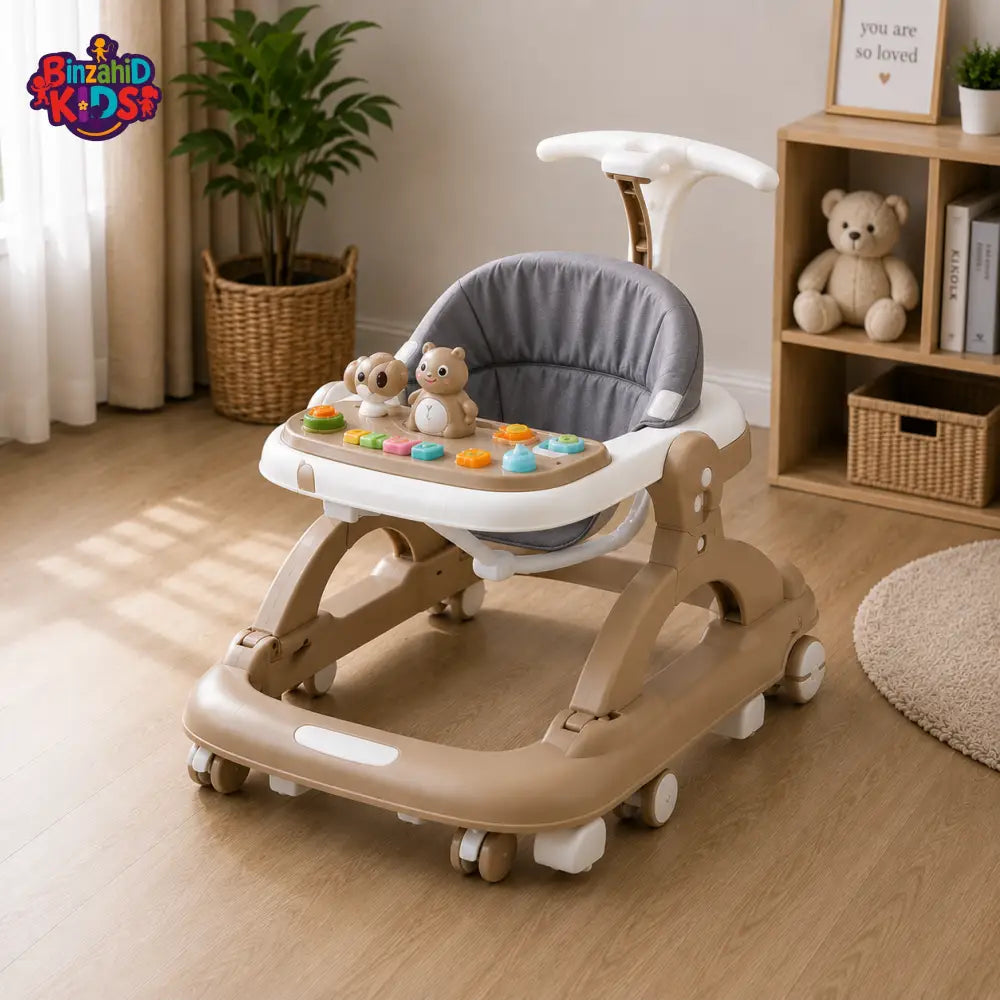 PREMIUM PUSH HANDLE BABY WALKER - BROWN