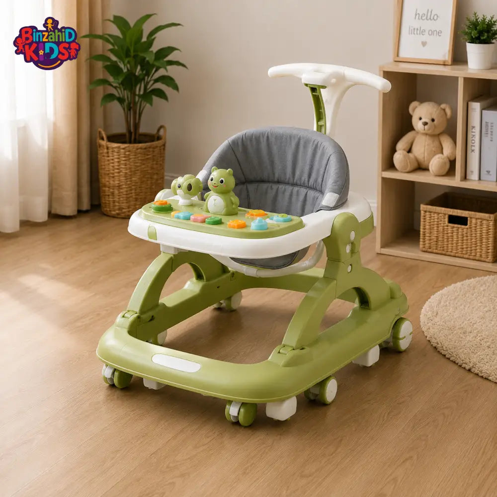 PREMIUM PUSH HANDLE BABY WALKER - GREEN