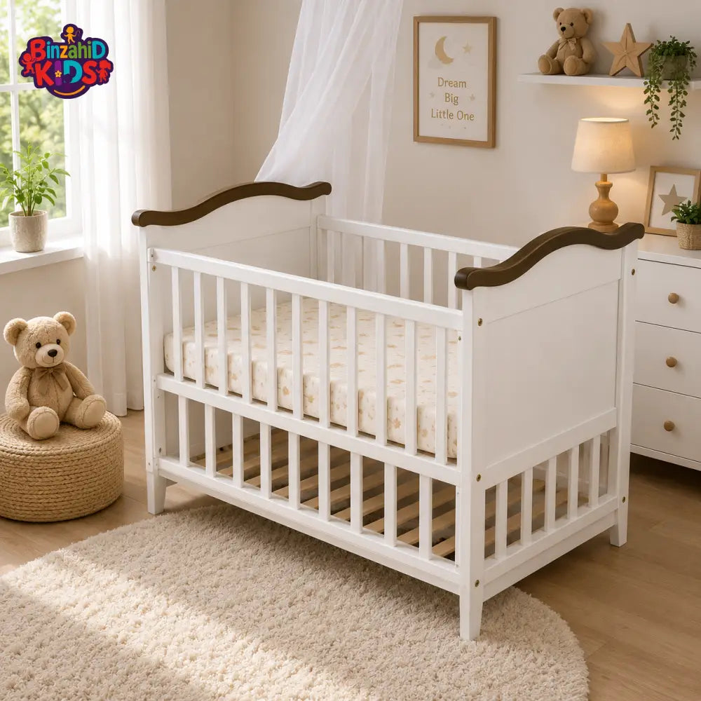 PREMIUM WOODEN BABY CRIB WITH MOSQUITO NET SUPPORT