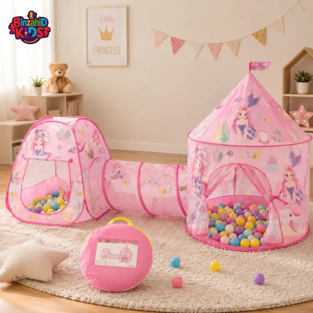 PRINCESS KIDS PLAY TENT WITH CRAWL TUNNEL