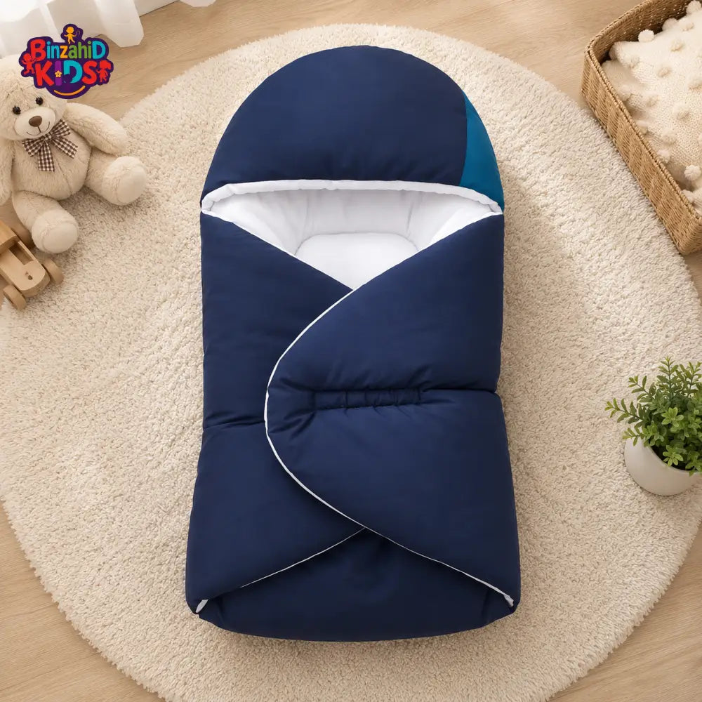 SOLID COTTON POLYESTER BABY CARRY NEST - BLUE