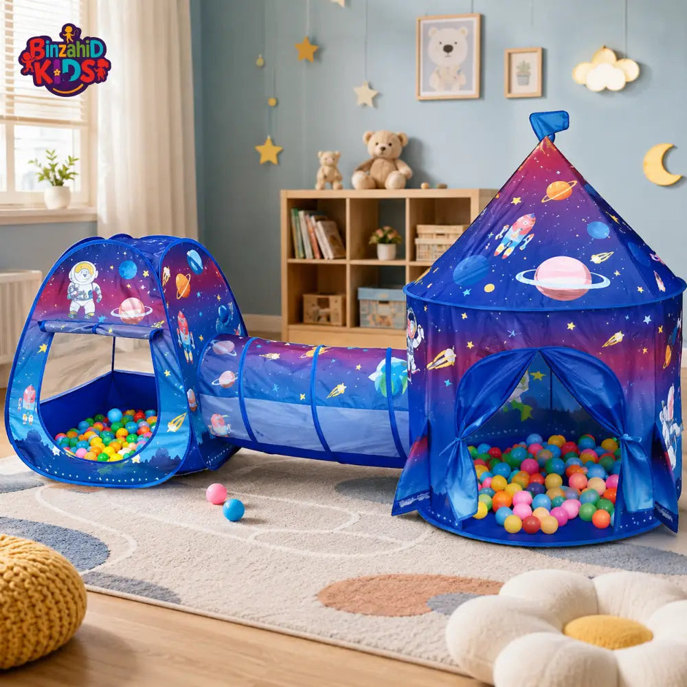 SPACE CASTLE PLAY TENT WITH BALL PIT & TUNNEL