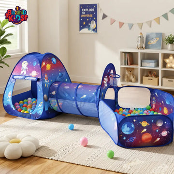 SPACE THEME KIDS PLAY TENT WITH CRAWL TUNNEL
