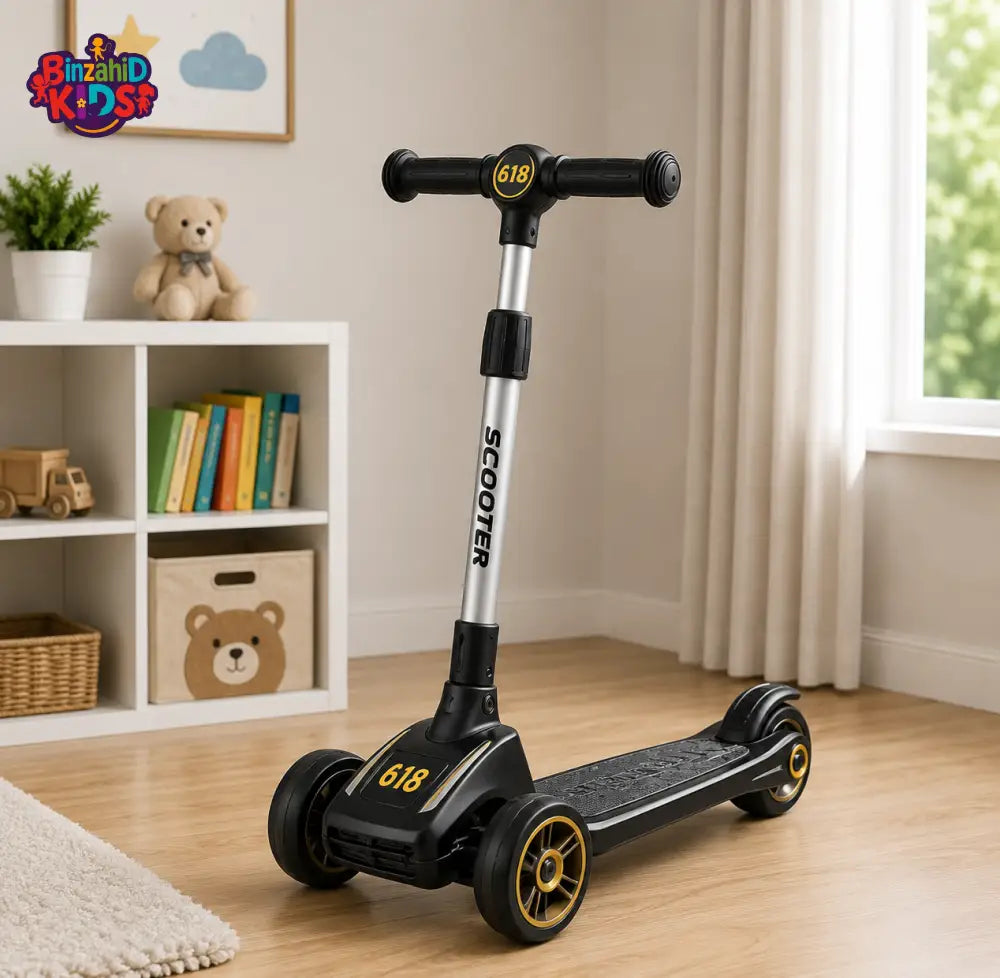 SPORTS DRIFT KIDS SCOOTER WITH LED WHEELS - BLACK