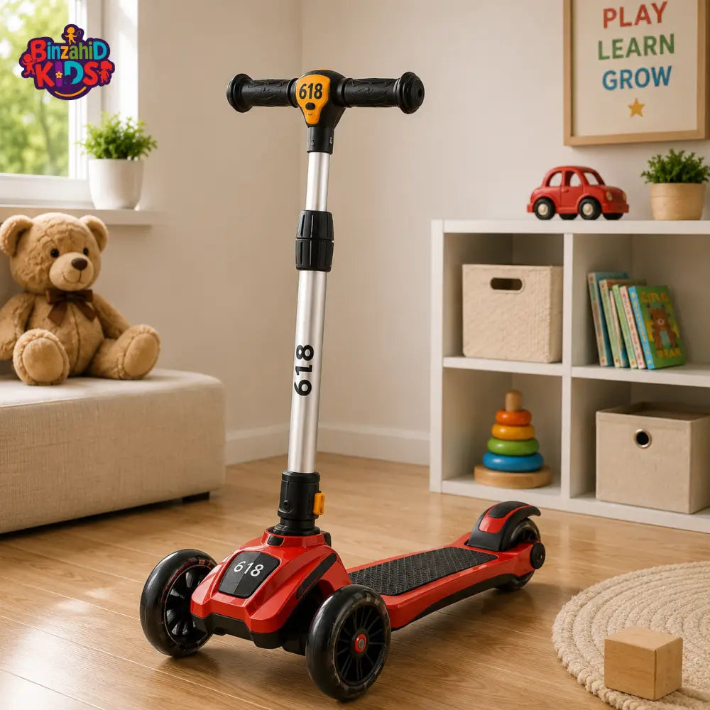 SPORTS DRIFT KIDS SCOOTER WITH LED WHEELS - RED