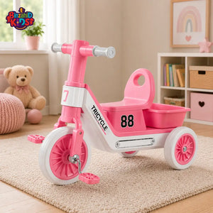 SPORTS STYLE KIDS TRICYCLE WITH STORAGE SEAT - PINK